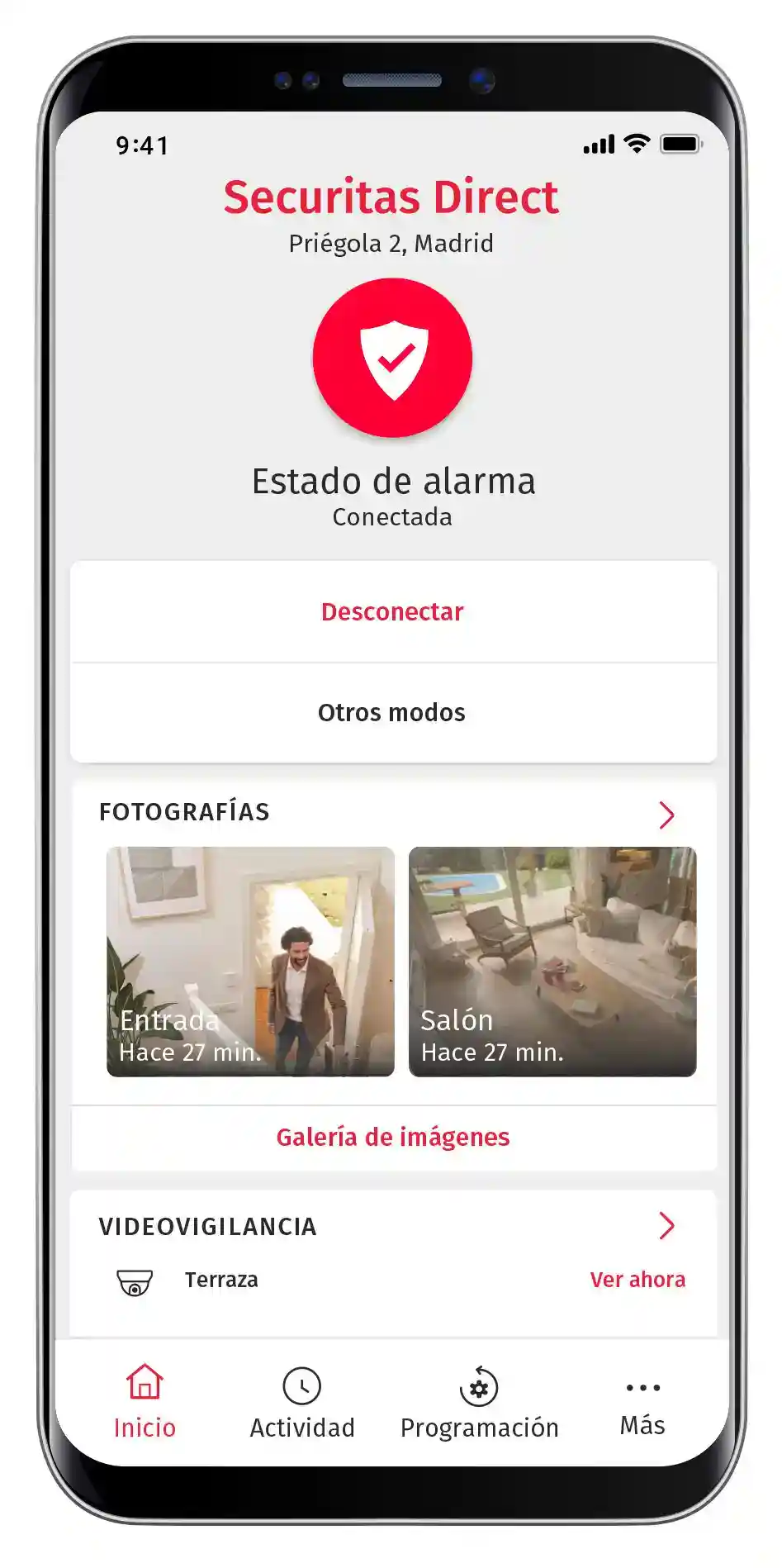 App Verisure conectada al panel central de la alarma en Aldaia
